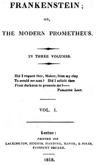 Cover for Frankenstein by Mary Shelley