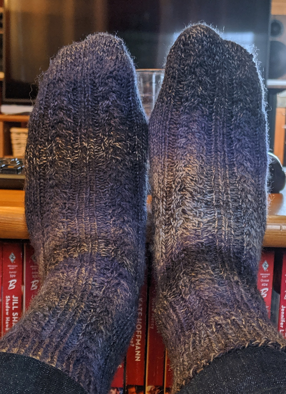 Photo of the completed foot on my long-completed feet.