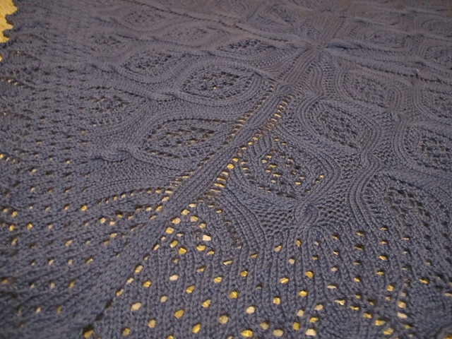 Close-up of the lace motif and blocking work (which I'm very proud of!)