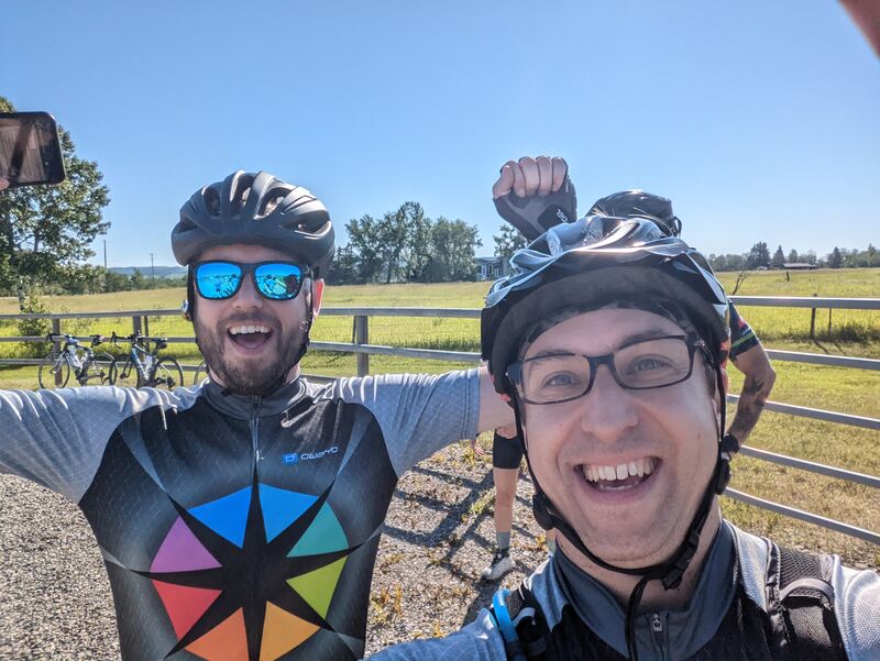 A picture of me and my fellow rider Paul at our first rest stop on the 2022 ride.