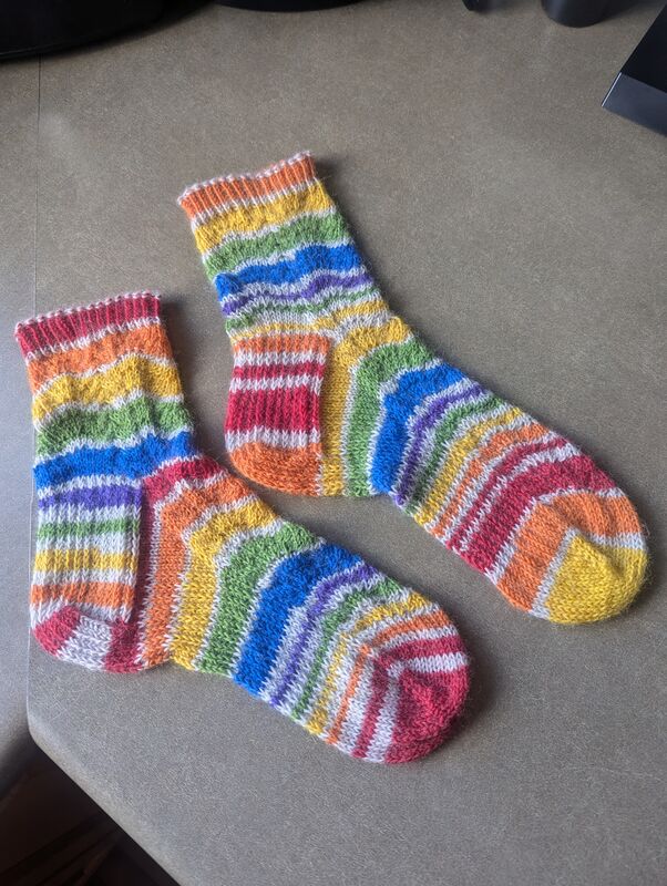 Kimberly's socks lying on my countertop.