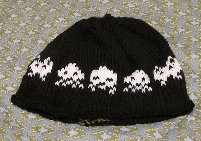Back side of the hat showing the alien pattern motif.